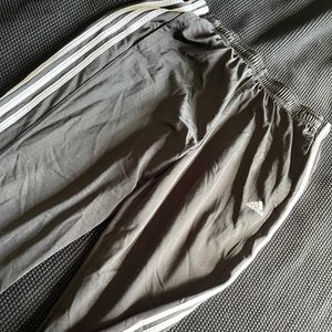 Adidas Black Three Stripe Track Pants side zip L